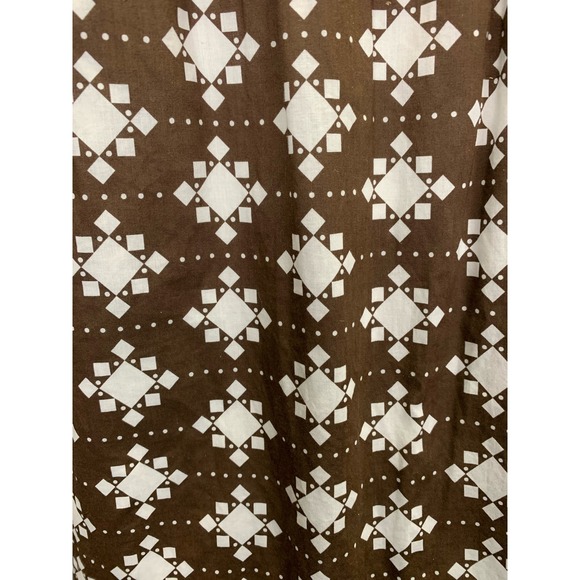 Vtg 70s Milly of New York Brown White Geometric Mini Dress Keyhole Back Bow SM - Picture 4 of 10